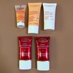 Clarins Skincare Set Beauty Flash Balm Super Restorative Day Night Travel Size